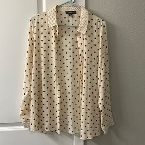 Polka dot button down blouse.